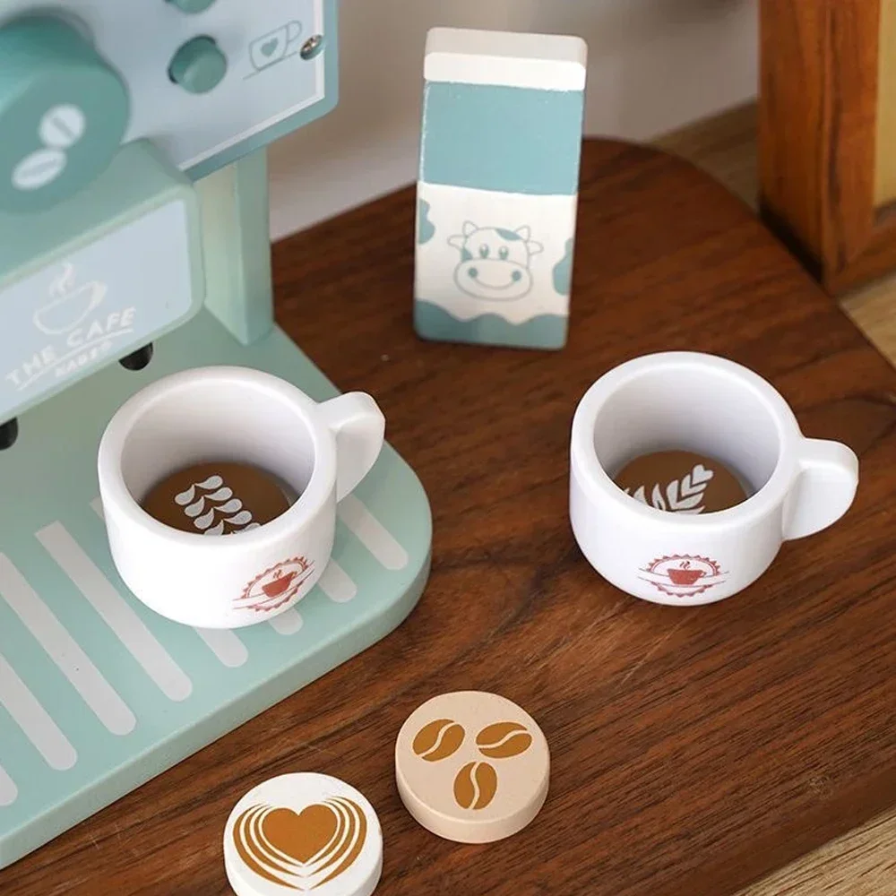 Set di giocattoli da cucina per bambini Set di caffettiera in legno Kit di simulazione per biscotti Fai finta di giocare con giocattoli educativi Regali per ragazze e ragazzi
