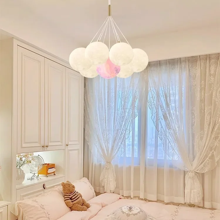 

Moon Living Room Dream Children's Room Creative Personality Planet Dining Room Chandelier Bubble Ball Bedroom Lighting