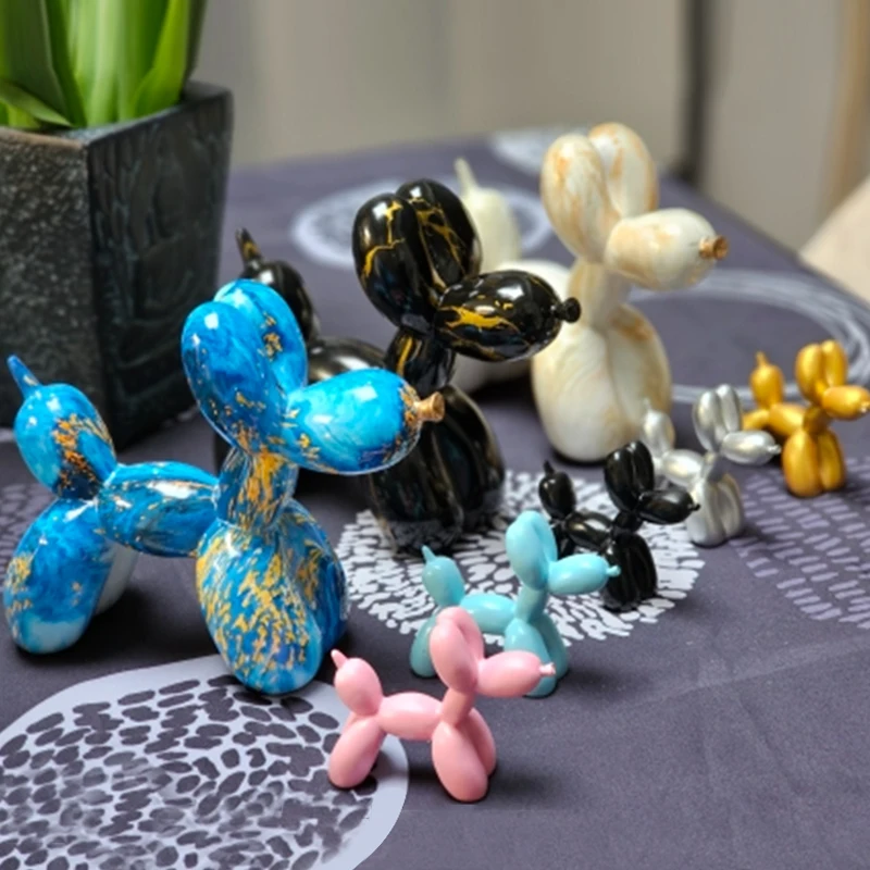 NORTHEUINS  Nordic Balloon Dog Figurines for Interior Resin Doggy Home Entrance Living Room Desktop Decoration Accessories Gifts