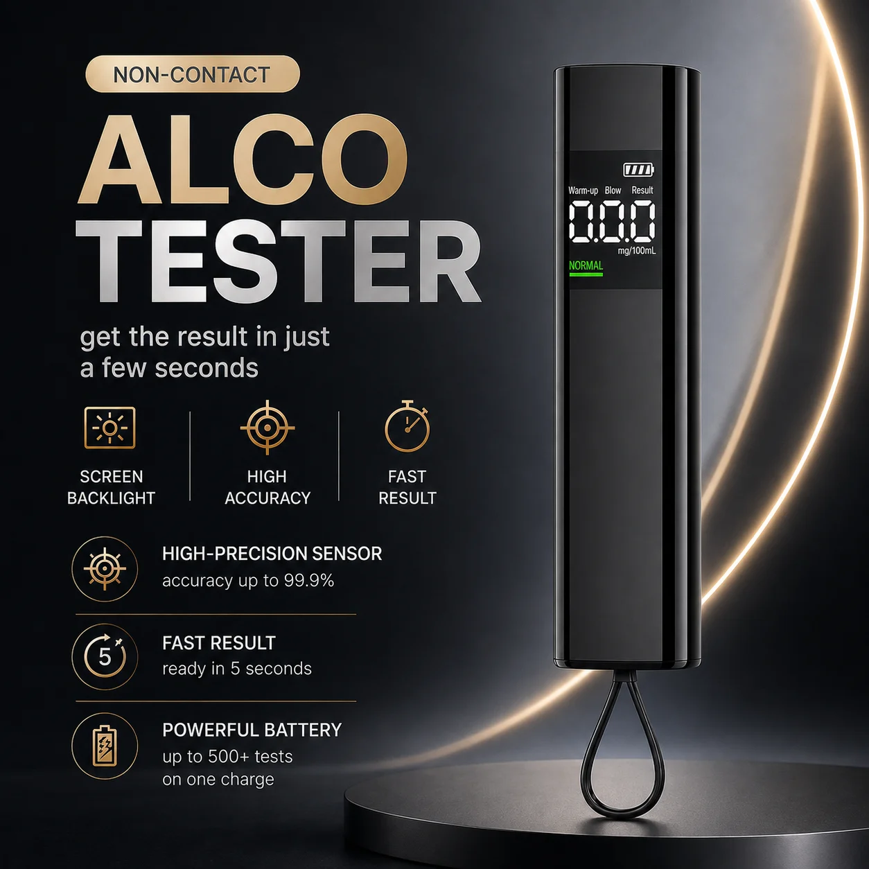 Digital Alcohol Tester Professional Alcohol Detector Breathalyzer Police Alcotester LCD Display Drunk Driving Test