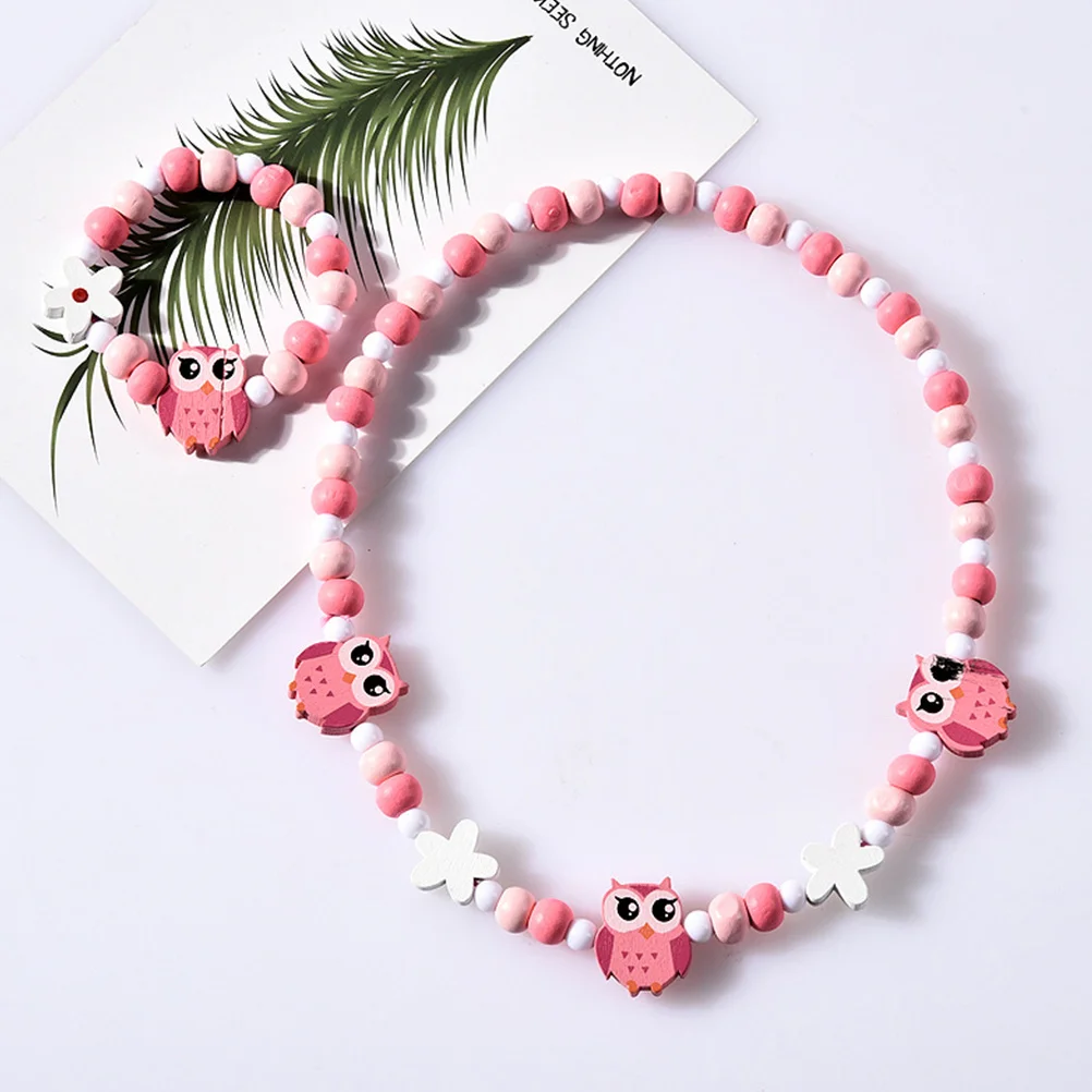 Wooden Bracelet Necklace Set for Kids Creative Tassel Design Colorful Animal Shape Jewelry Gift for Children Birthday