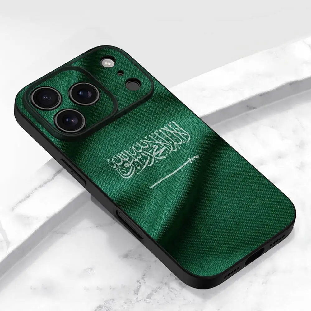 المملكة العربية السعودية سلمان جواز السفر العلم جراب هاتف آيفون 15,16,12,14,13,11,17,Pro,Max,Plus,E,Air,غطاء أسود صغير #2