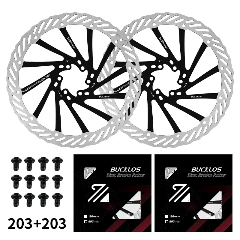 BUCKLOS Ultralight MTB Bike Hydraulische Schijfremrotor 160/180/203mm Mountain Road Racing Fiets Remschijf met 6 Gratis Bouten