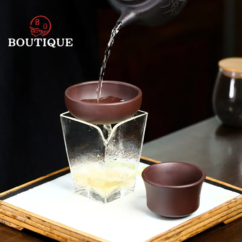 

Исинская фиолетовая глина для утечки чая, оригинальный фильтр из руды и фиолетовой глины, тонкое чайное ситечко ручной работы, китайский чайный набор, аксессуары, подарки