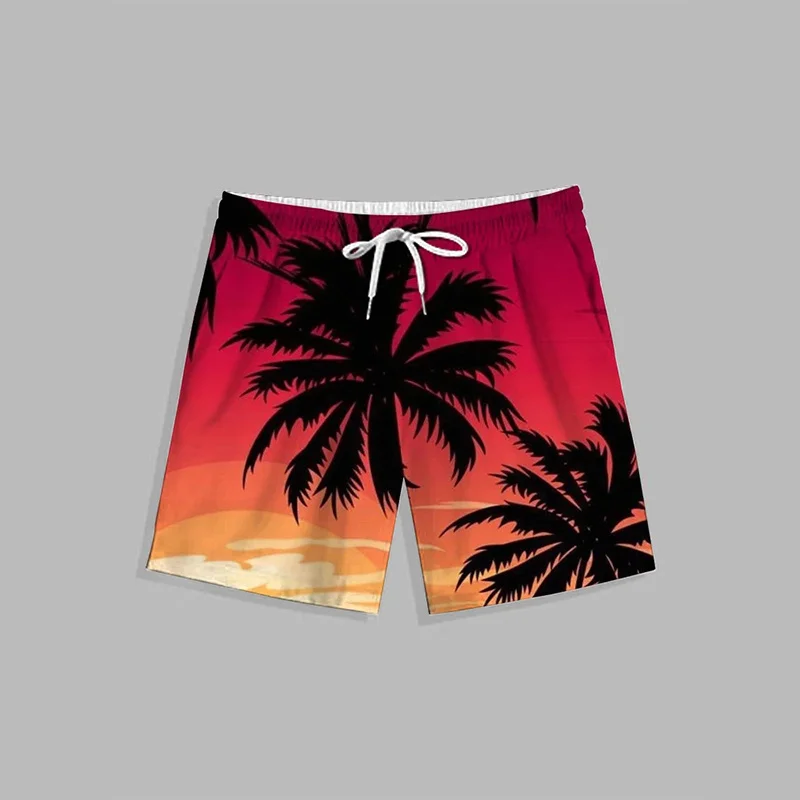 Hawaiian Summer New 3D Tropical Leaves Printig Beach Shorts Men Beach Trees Graphic Board Shorts Cool Fashion Swim Trunks Pants