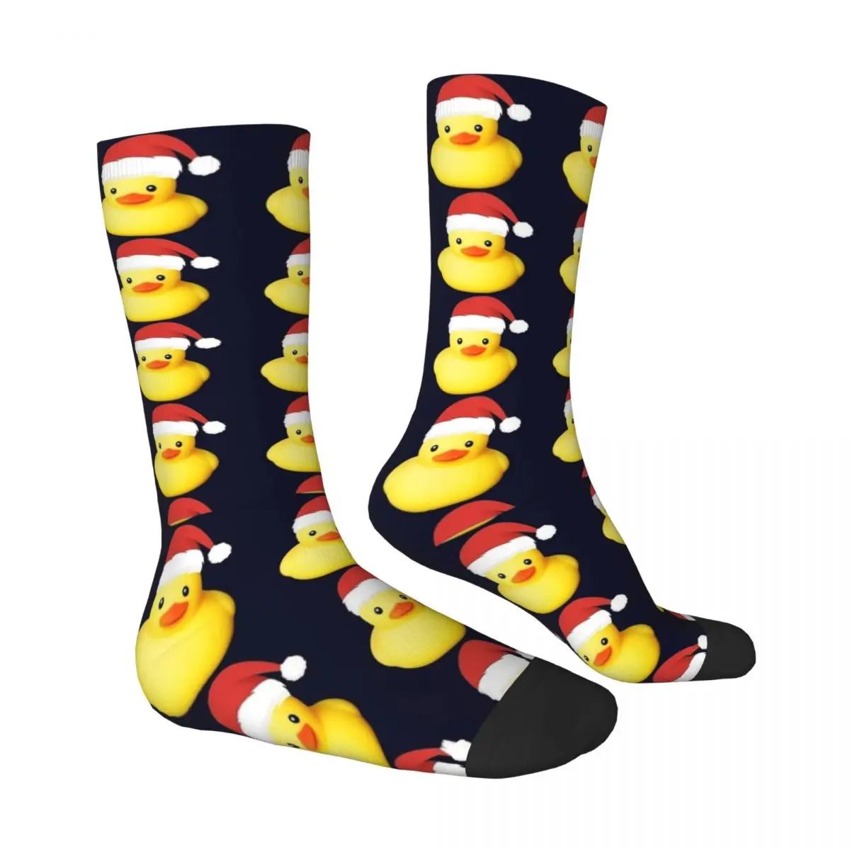 Yellow Rubber Duck Santa Claus Christmas Socks Modern Stockings Men High Quality Running Socks Winter Pattern Non Slip Socks