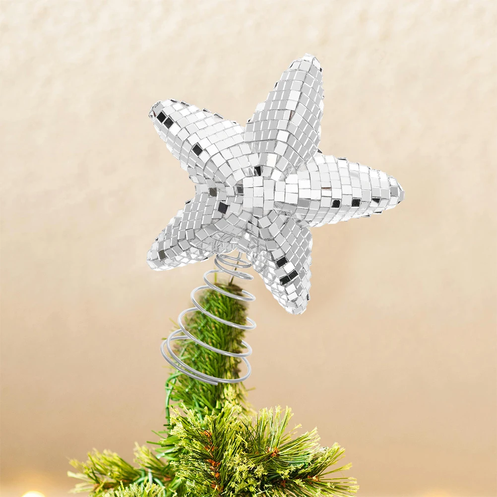 

20cm Reflective Tree Topper 3D Mirror Ornament 70s Disco Ball Xmas Tree Decoration 3D Christmas Christmas Decoration