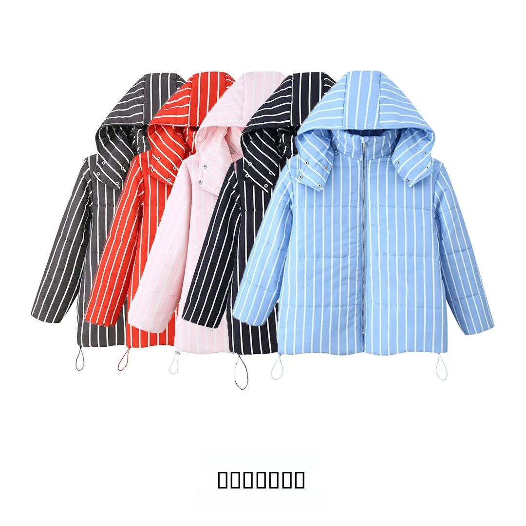 

KASLEAD новая женская уличная свободная посадка с капюшоном и воротником-стойкой в полоску, хлопковая куртка, пять цветов, повседневная модная верхняя одежда