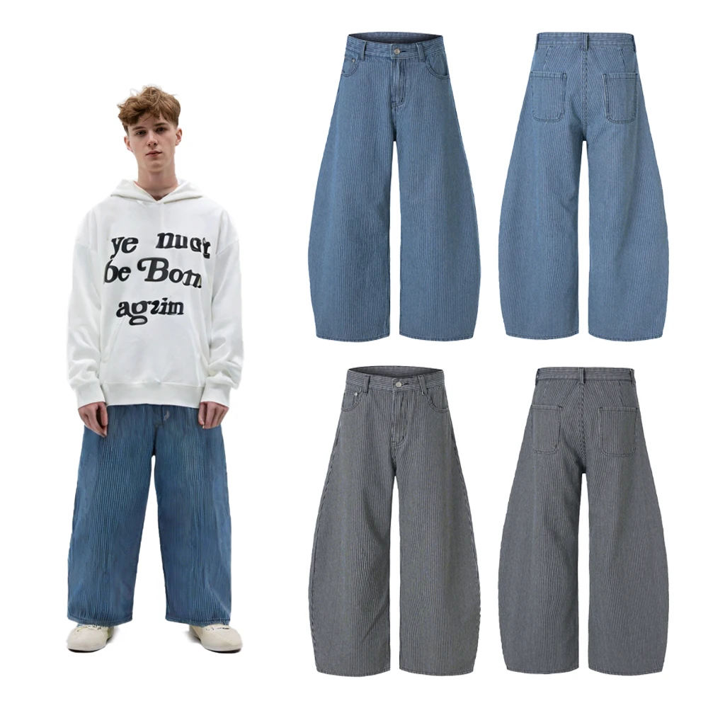 

Japanese 2000s Y2k Clothing Men Streetwear Striped Loose Flare Pants HipHop Street Style Casual Retro Cotton Baggy Pants for Men
