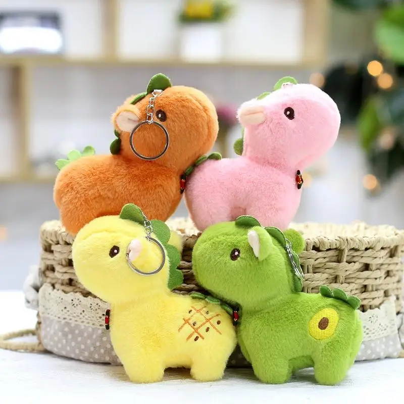 سلسلة مفاتيح على شكل حصان كرتوني محشو بالفواكه، دمية محشوة لطيفة، قلادة للحقائب، زينة وإكسسوارات، هدية