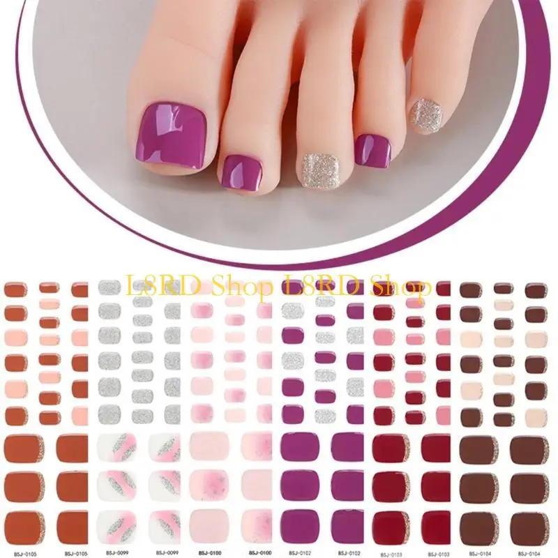 l8rd gel toe toe แถบสำหรับผู้หญิงผู้หญิงยาว toenail polish wraps ง่าย ๆ ใช้งาน UV/LED