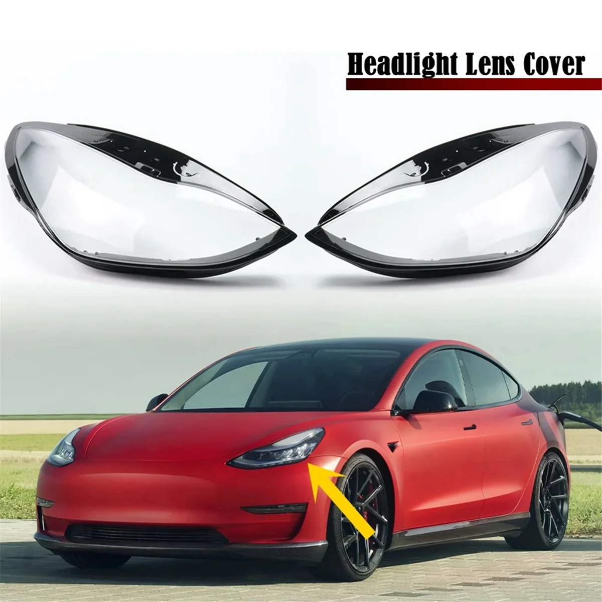 Right Car Headlight Lens Cover Light Lamp Lampshade Front Light Shell for Model 3 2019 2020 2021