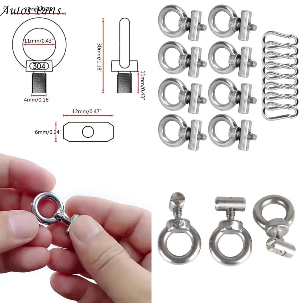 

57BA 6mm Awning Stoppers Stainless Steel For Boat Campervan Camping Sunshades Awning Stopper Carabiners