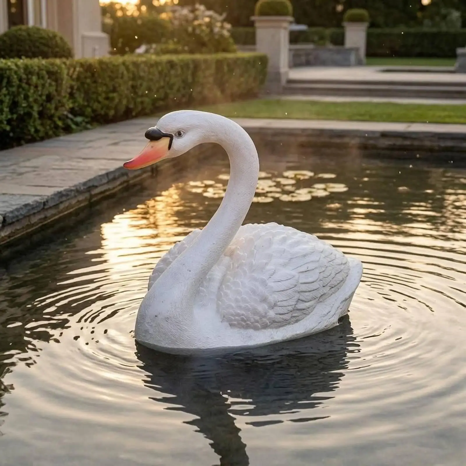 Elegant Floating Swan Sculpture for Pond Ornament Outdoor Garden Pool Decor Water Bird Statue