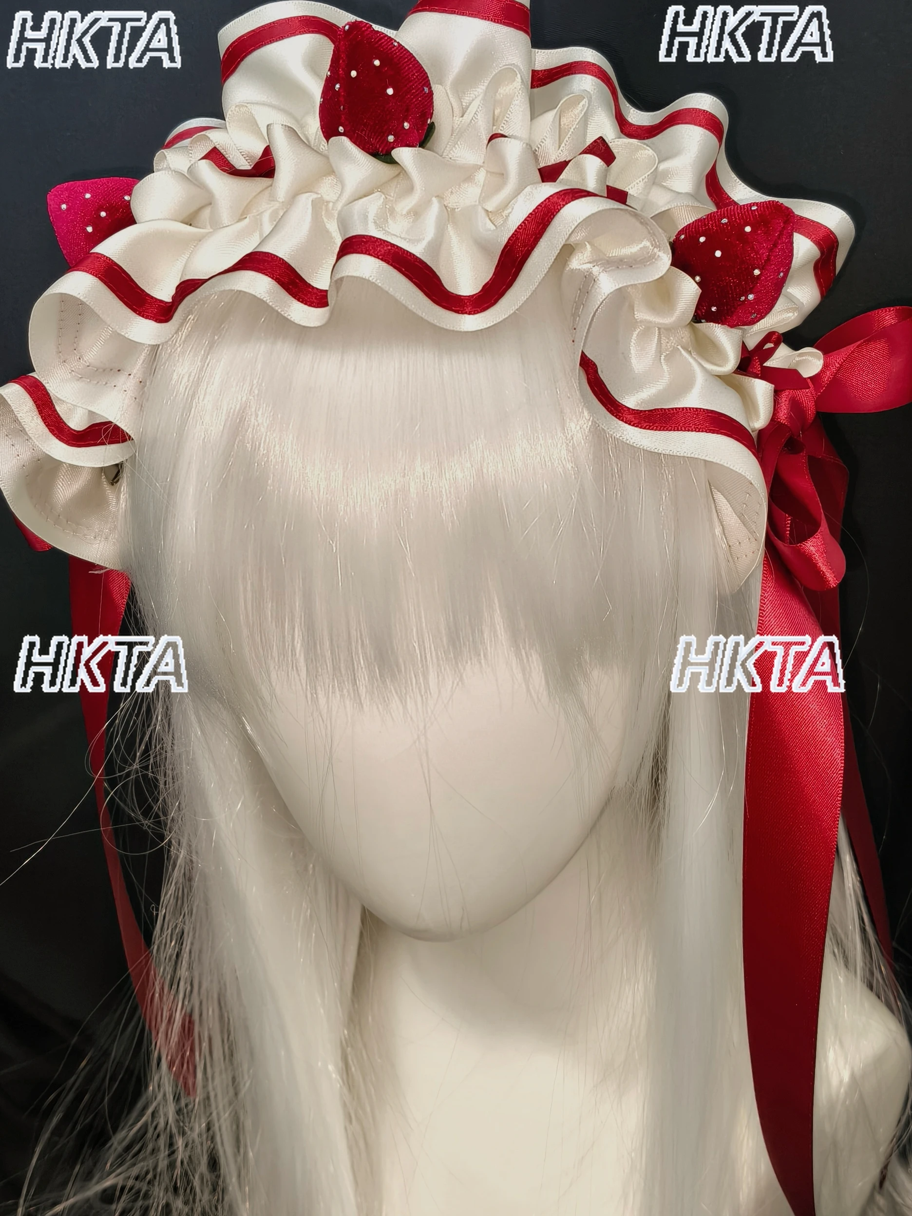 

Original Handmade Subculture Lolita Lolita Wine Red Strawberry Cake Bow Hairband Sweet New Year Christmas Hairpin Accessories