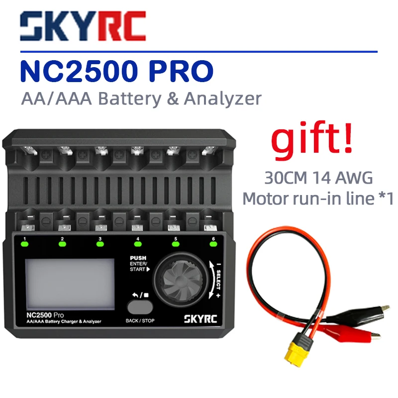 SKYRC NC2500 Pro Charger DC 12V 3A AA/AAA NiMH/NiCD Battery 4 Modes of Charging and Discharging Multi-function Charger Analyser