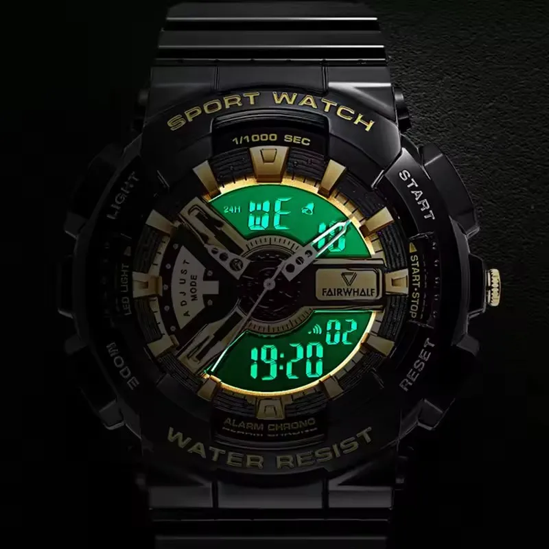 マーク・フェアホエール 4300 ファッション メンズ 電子腕時計 夜光 カレンダー 防水 耐衝撃 スポーツ カジュアル デジタル腕時計 男性用
