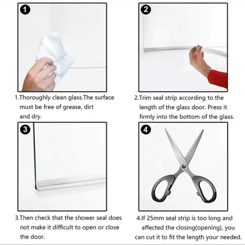 Silicone Shower Screen Seal Sliding Strip Plastic Rubber for Bath Room F/h6/8/10/12MM Door Window Glass Fixture Accessories