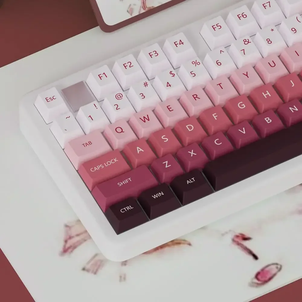 

Brown red pink gradual change keycap, rouge color, original height 104/98/99/87/75/68 keyboard cap