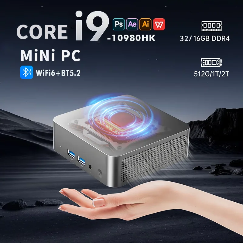 Portable Mini PC  Core i9-10980HK Gaming Mini PC Windows 11 Pro 16GB/32GB DDR4 1TB 2TB M.2 SSD WiFi 6 BT5.2 Desktop Computer
