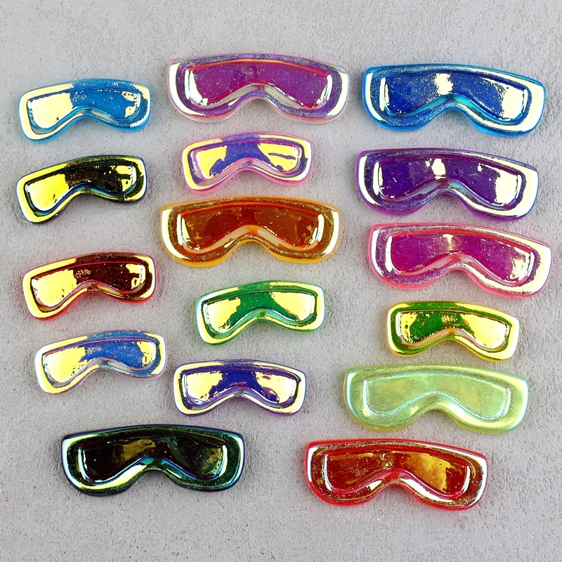 AB Shiny Resin Snow Goggle Flatback Cabochons for Scrapbooking Crafts Making Colorful Goggles Decoration Accessory For Kids Home