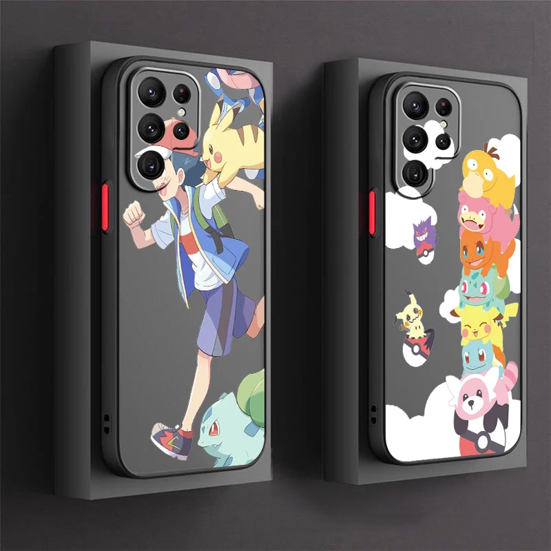 

Pokemon Cartoon Fashion Cute Frosted Translucent For Samsung Note 20 A35 A03 A54 A31 A22 A34 A14 A24 A04 A55 5G Back Phone Case