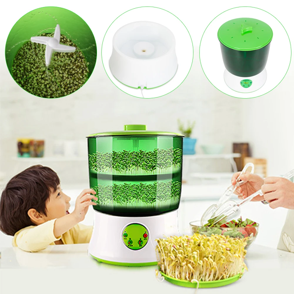 

Automatic Bean Sprouts Machine Thermostat 2 Layer Bean Sprouter Multi-function Seed Sprout Make