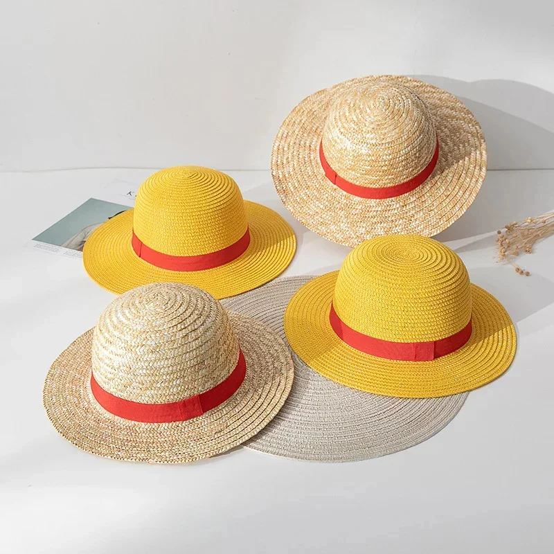 Luffy Straw Hat Cartoon Anime Monkey D Luffy Cosplay Cap Props Summer Sun Hats Sunshade Parent-Child Hat Gift For Women Men