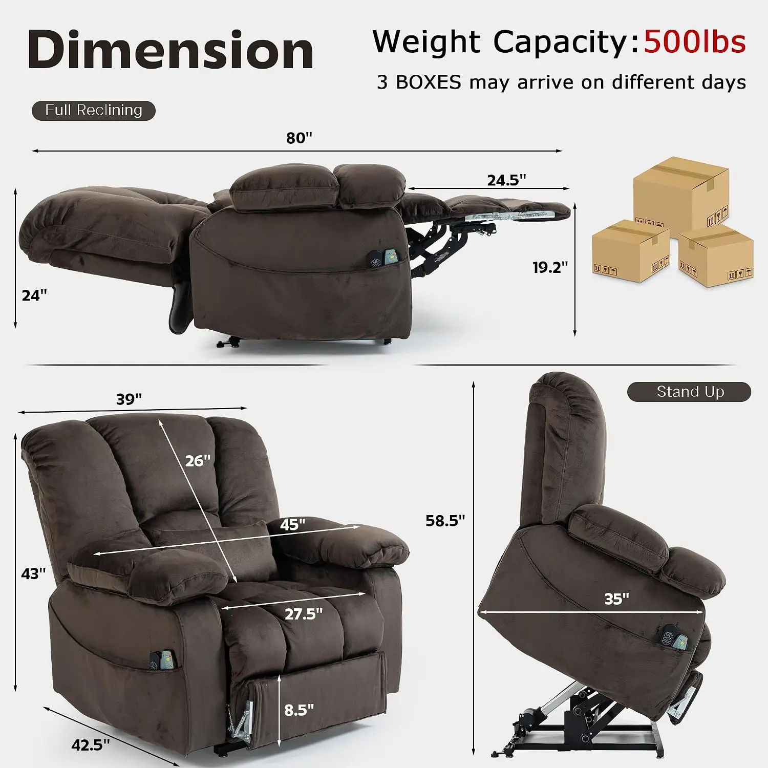 Big Man Recliner 500lbs Power Lift Recliner Chair for Big Tall, Custom