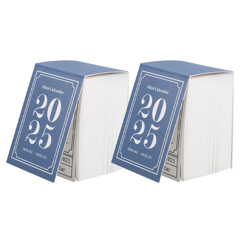 

2pcs Mini Desk 2025 Tearable Thick Paper Daily Flip Calendar Small Office Decor Vintage Creative Table Calendar For Home