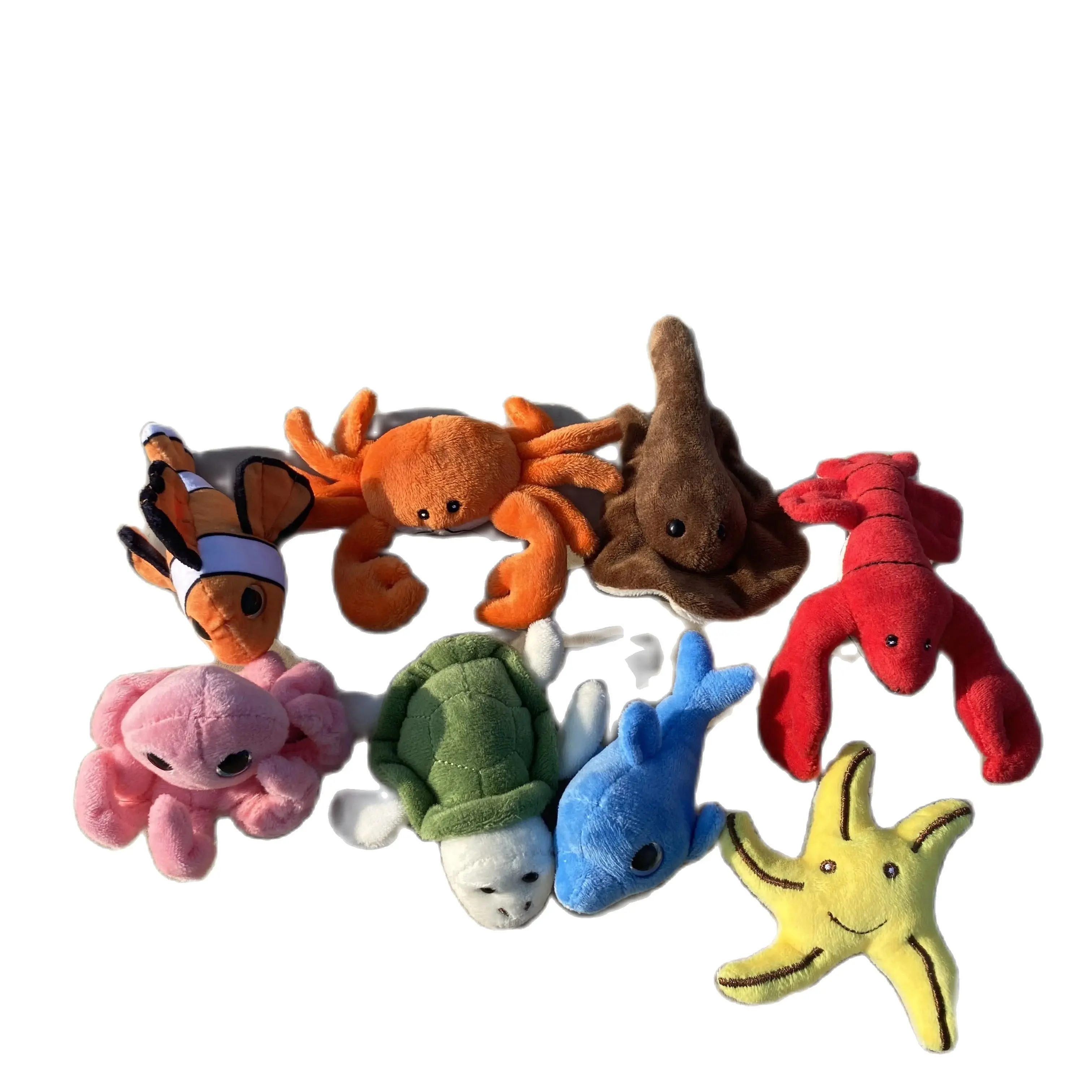 8Pcs ute plush magnet Marine Life Animal Turtle Octopus crab Starfish Clownfish Turtle Dolphin refrigerator sticker decorations