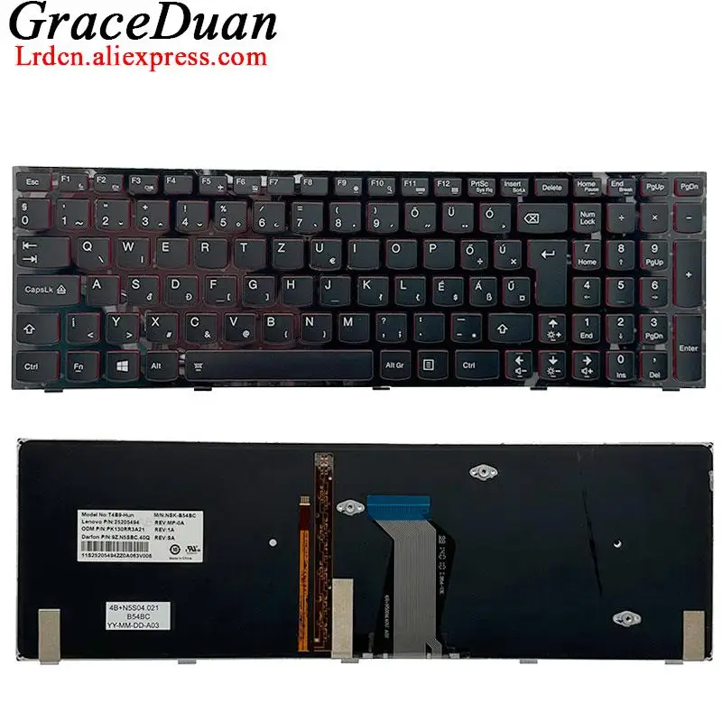 Imagem -03 - Teclado Retroiluminado para Laptop Lenovo T4b9 Cfb Canadense Francês hu tr Checo Turco 25205416 25205494 25205478 Y500 Y510p