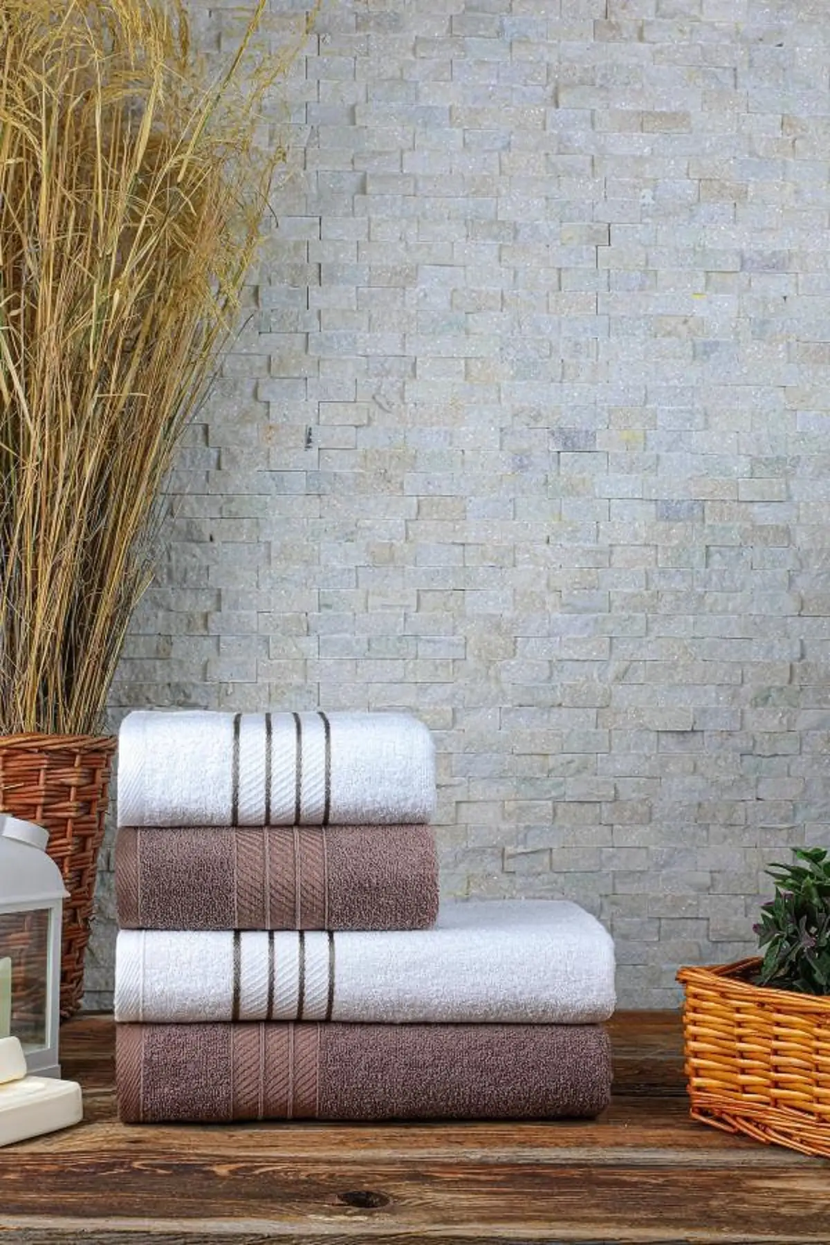 Diamond 50x90-70x140 4 Piece Antibacterial Bath Towel Set Coffee Towel Kitchen Bathroom Quality Fabric Trend Pleasant Home