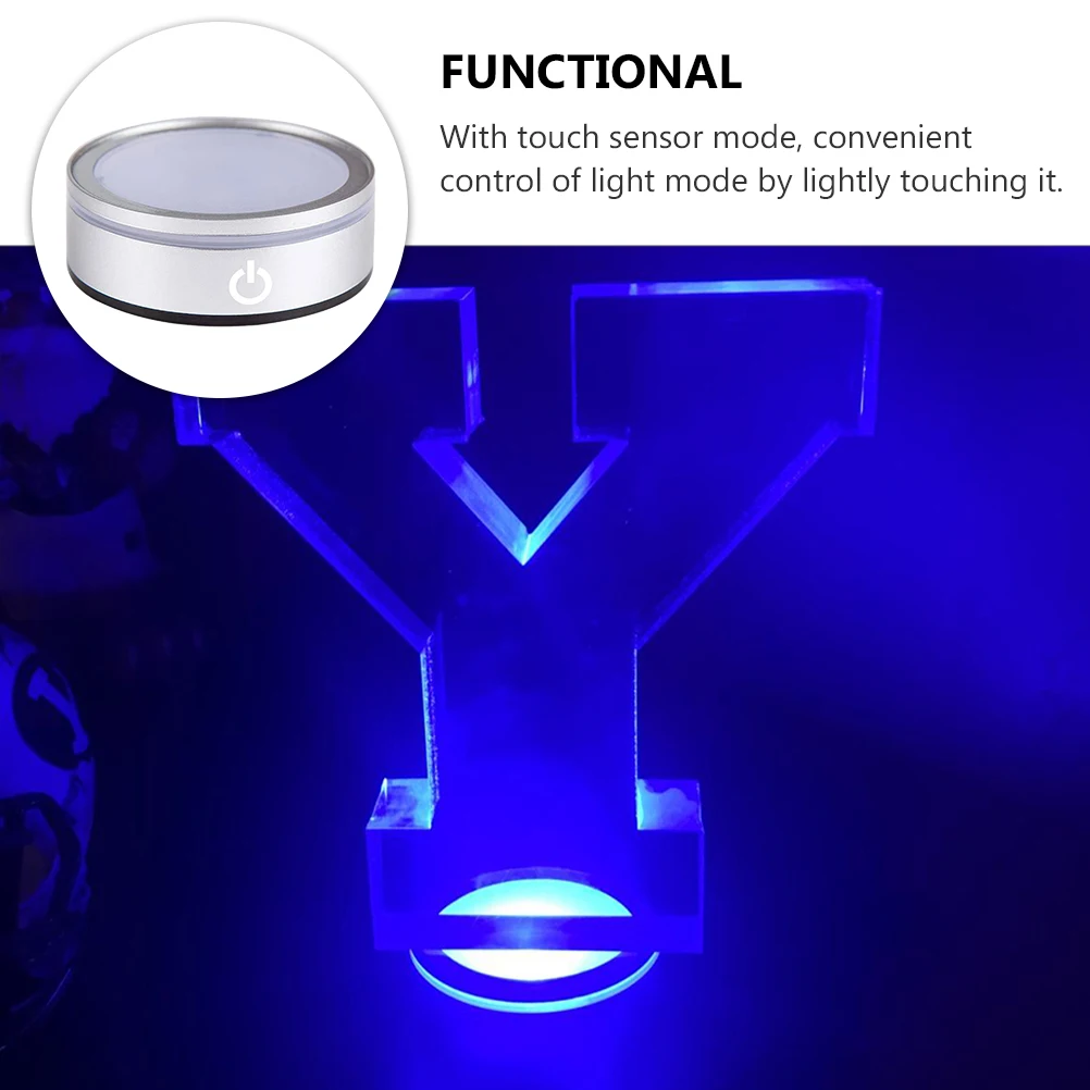 

Touch Sensor Crystal Lamp Base Round Led Lighted Display Stand Night Light Table Lamp Base Gift Idea For Home Decor Durable