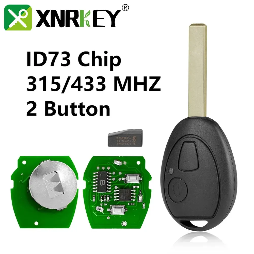 

XNRKEY For BMW 2 Button Car Remote Key ID73/PCF7930AS Chip 315/433 Mhz Mini Cooper S R50 R53 One Full Car Key