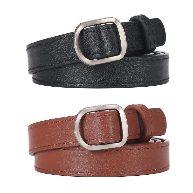 Stylish Retro Black Student Pants Soft Waist Belt Minimalist and Elegant Hole-Free Smooth Buckle Women’s Belt No Holes Required