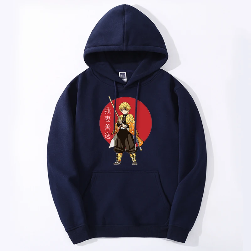 Demon Slayer Japan Anime Hoodies Sweatshirts Men/women Zenitsu Manga Harajuku Streetwear Fleece Fashion Clothes Tracksuit