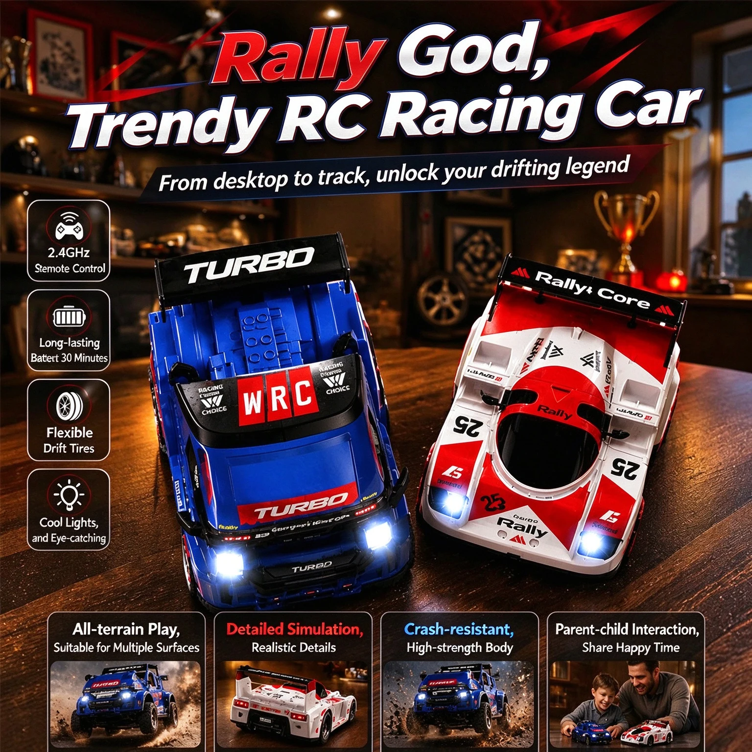 Q Version Egg-Shaped RC Car, 2.4G Drift Racing Model with LED Headlights & Cool Paint Finish, Gift for Boys  ﻿