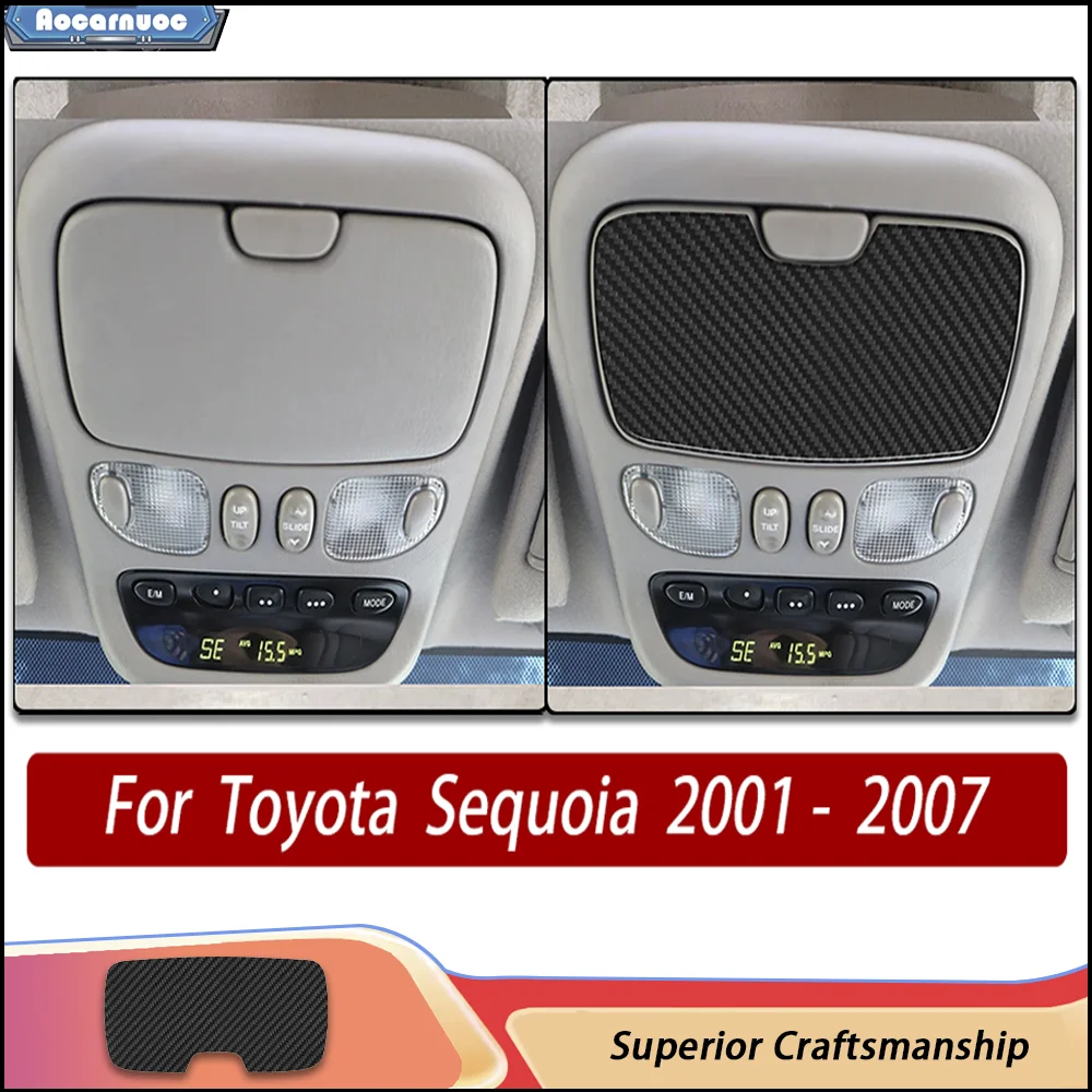 

Carbon Fiber Car Interior Stickers Kit - Roof storage cover Trim Stickers For Toyota Sequoia XK30 XK40 2001- 2007