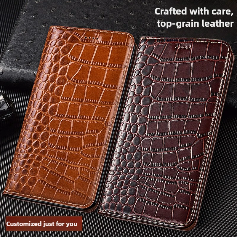 

Genuine Leather Crocodile Pattern for iPhone 17Pro Max Case iPhone 17Air Flip Cover with Card Slot Leather Case for iPhone17 Pro