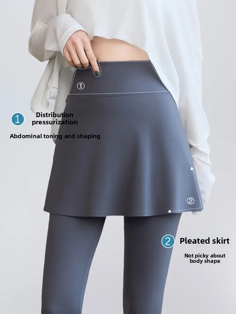 Damskie spodnie sportowe do jogi z wysokim stanem, spódnico-spodnie, modelujące sylwetkę, do biegania, fitness, bielizna, codzienne długie spodnie