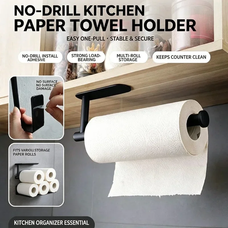 Paper Roll Holder Towel Rack Hanging Shelf Bathroom Storage Toilet Rack Home Kitchen Tissue Accessoriy Wall Stand Hanger Kitchen