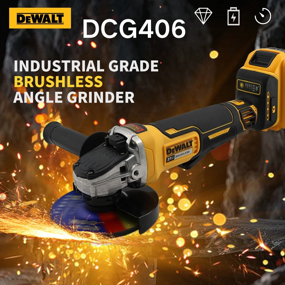 DEWALT DCG406 125/100MM Brushless Cordless Angle Grinder 20V Power Tools 9000RPM Maglev Metal Cutting Charging Angle Grinder