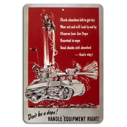 Handle Equipment Right: Avoid Joe Dope's Shock Absorber Mistake!-Aluminum-tin sign