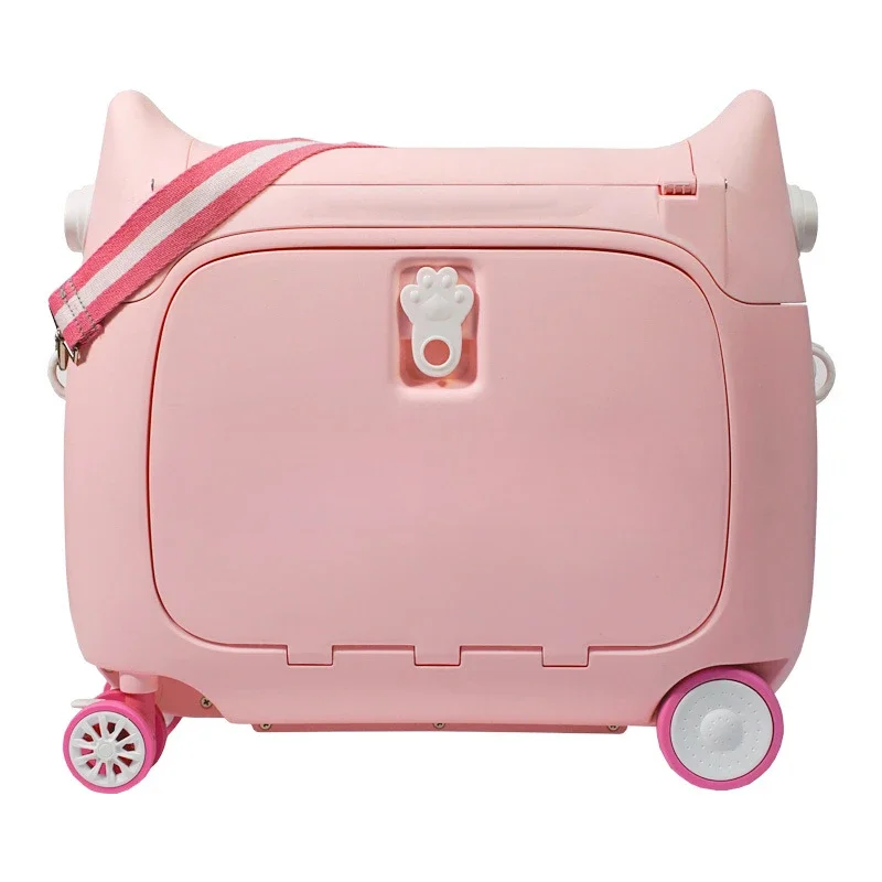 children's suitcase can sit and ride universal wheel girl boy pull rod suitcase baby boarding box.