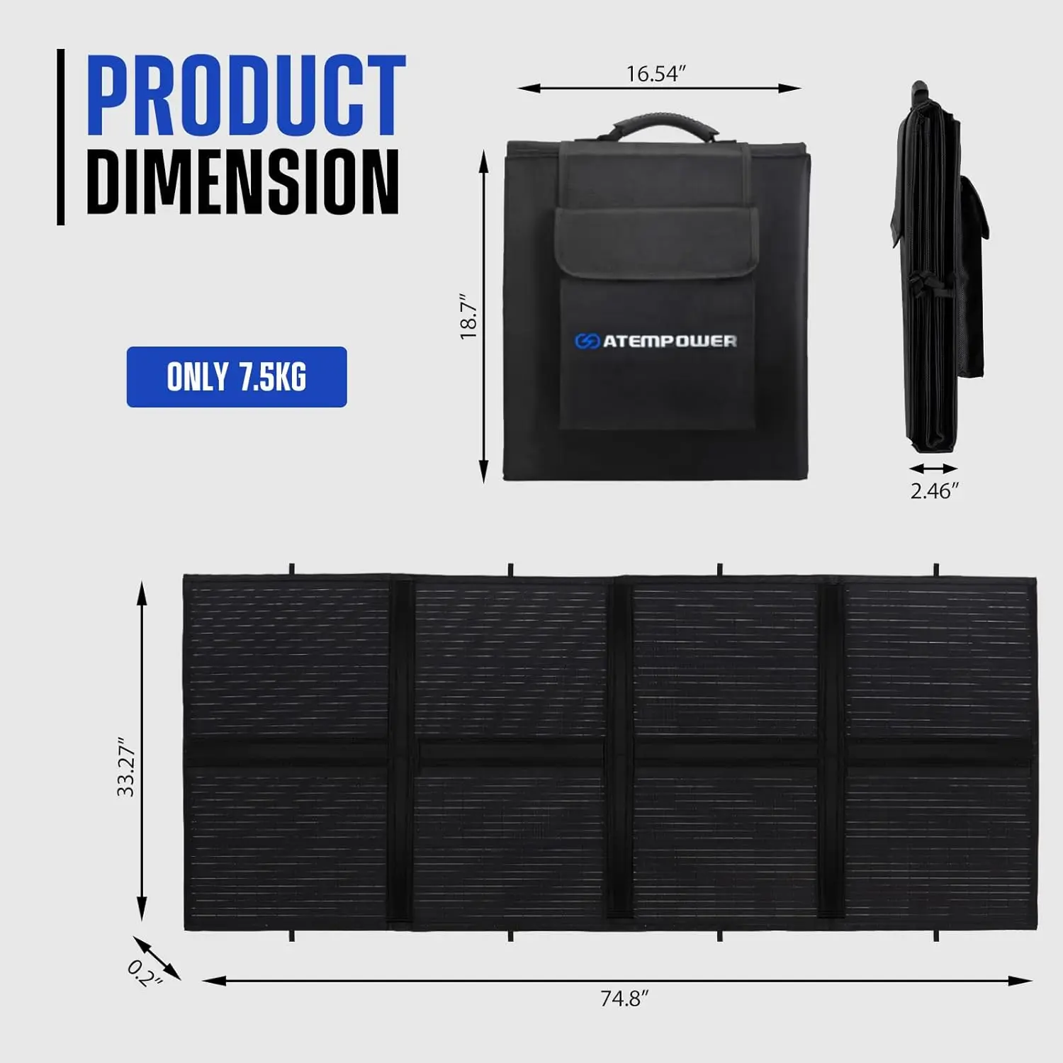 Pengisi daya Panel surya lipat, Panel surya portabel, pengisi daya monokristalin dengan 20A MPPT, pengendali, Output USB 5V untuk