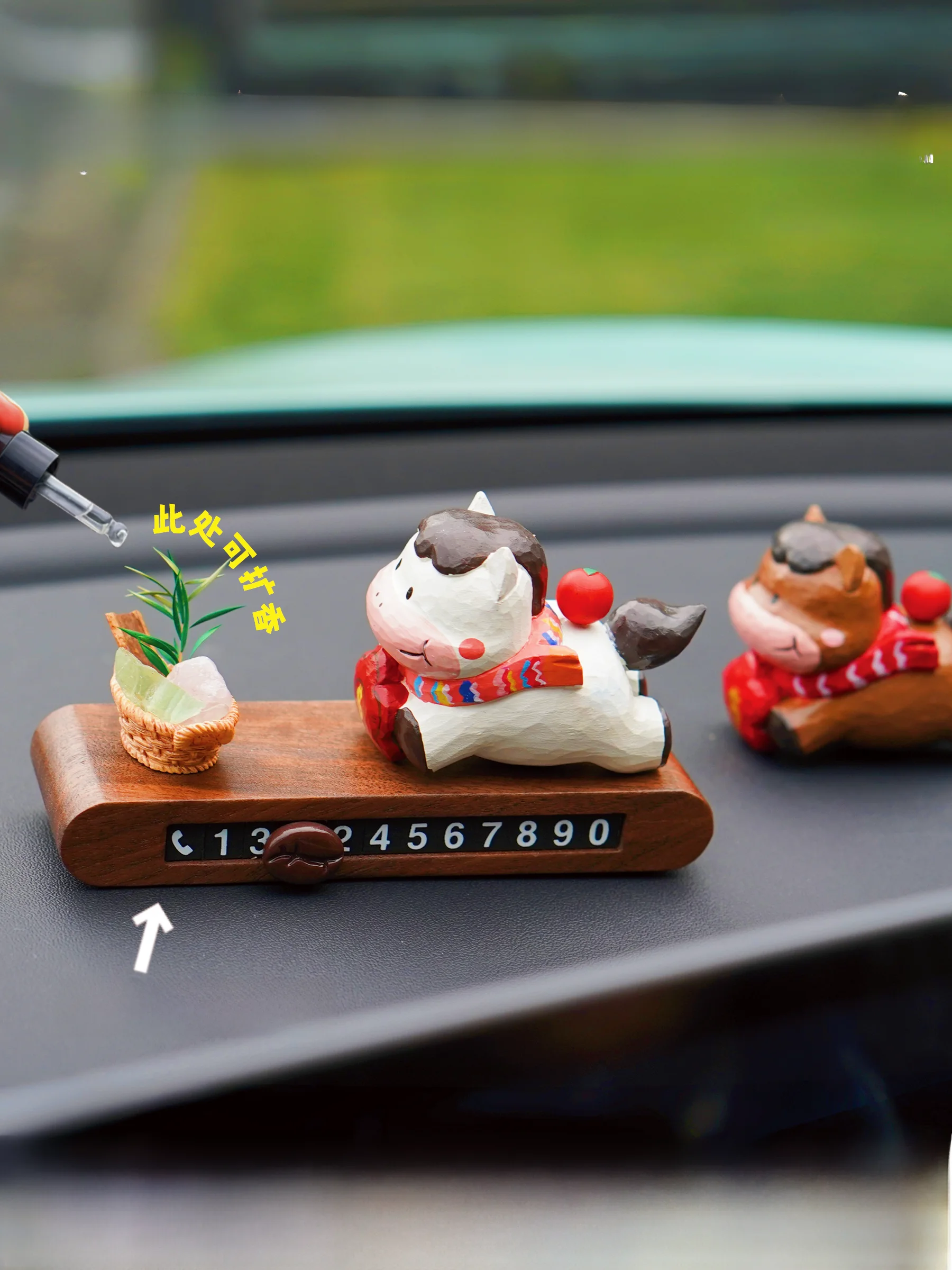 車の装飾品-2026年馬年-香水ディフューザー-一時駐車プレート-干支馬-誕生日-女神ギフト-かわいい木製貼り付け式