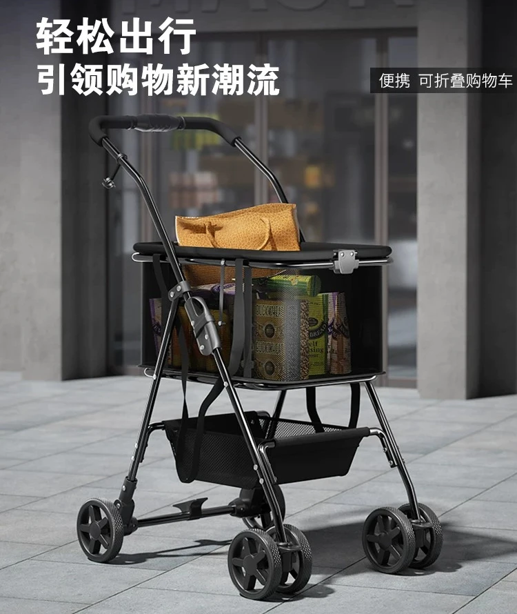 LLY lightweight foldable pet trolley dog cat bag separation cage out shopping cart pet