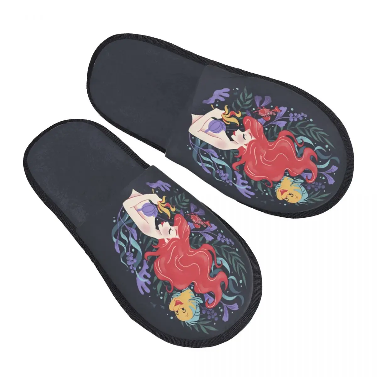 

Custom The Little Mermaid Guest Slippers for Bedroom Women Animation House Slipper
