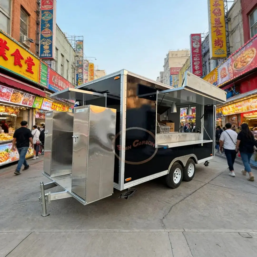 

4-метровый прицеп для сладкой ваты, тележка для еды из нержавеющей стали, подвижный электрический прицеп для уличной еды для делового использования